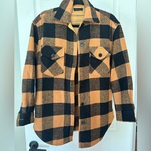 RD Style Flannel Shacket Jacket Small Black Orange